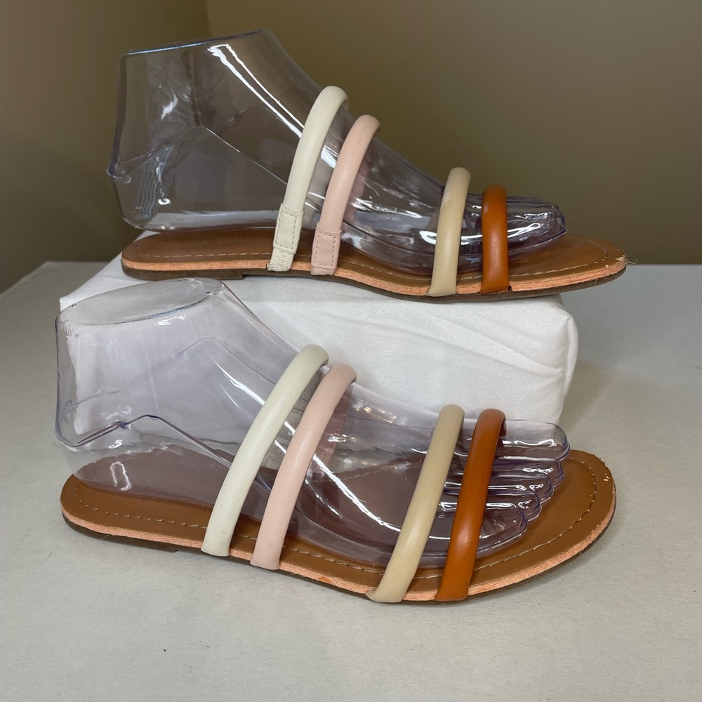J.Crew Seaside Tan Cream Slide Sandals Size 6